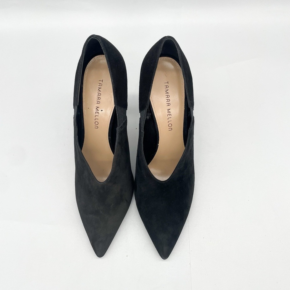 Tamara Mellon Womens 40 10 Pump Shoes Black Suede Pointed Toe‎ Stiletto Heels - Picture 3 of 12